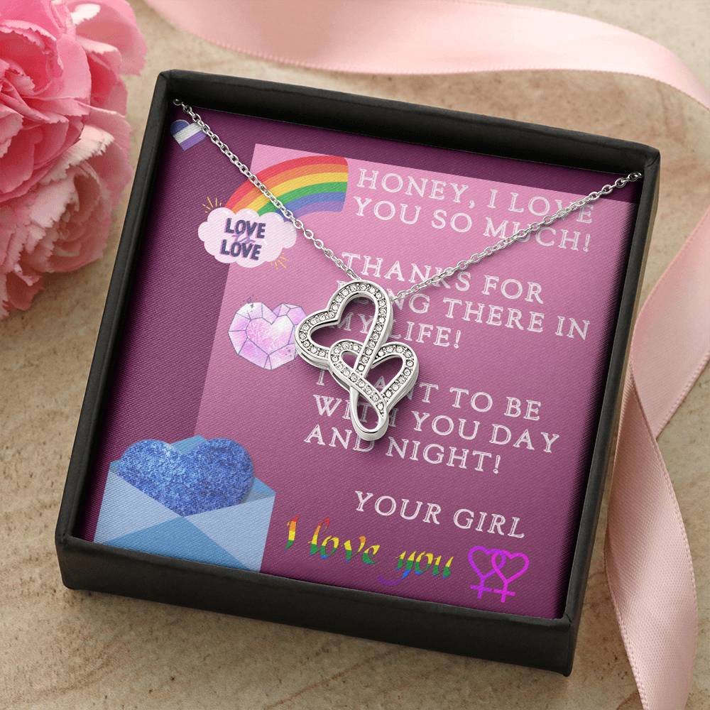 Love Gifts Jewellery Girl To Girl Double Hearts Necklace