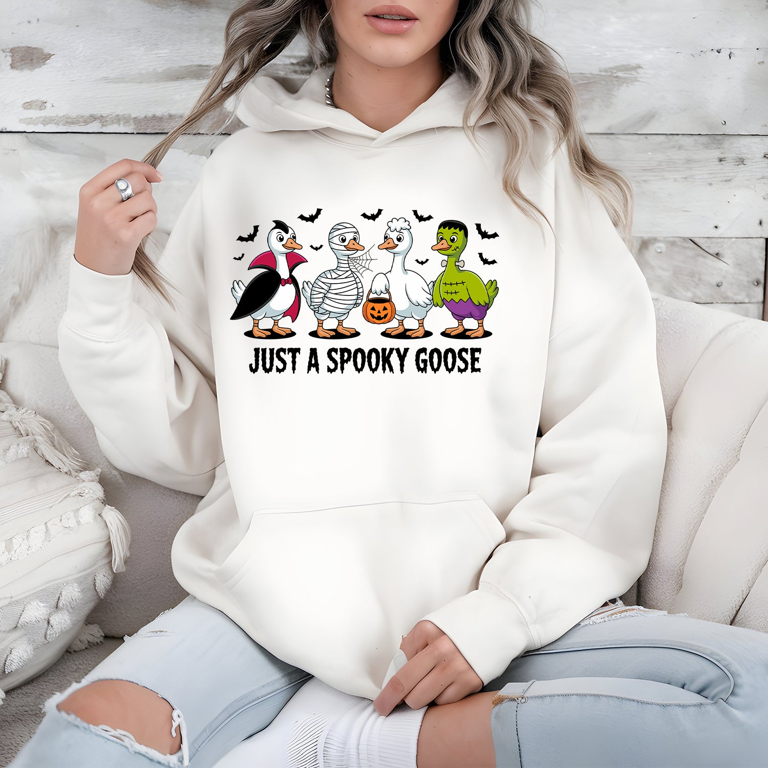 Just a Spooky Goose Halloween Hoodie – Funny Graphic Pullover