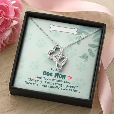 To My Dog Mom -  Double Hearts Necklace