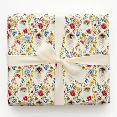 Garden Day with the Ragdoll - Gift Wrap for Christmas, Holidays Wrapping Paper, Christmas Wrapping Paper