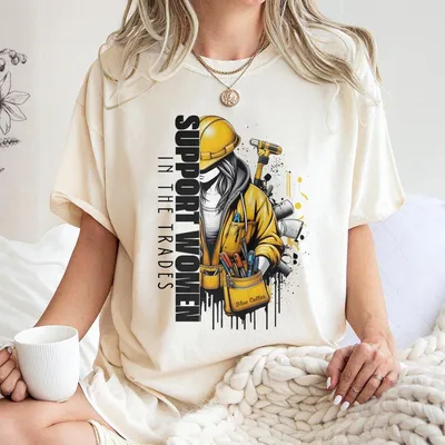 Blue Collar T-Shirt, Support Women In The Trades Graphic, Empowering, Strong, Hardworking, Perfect For Women In Trades