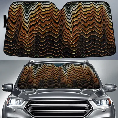 Brown Tone Brushy Mountain Waves Vegan Pattern Car Sun Shades Cover Auto Windshield PrintSyde