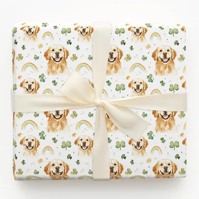 Rainbows with the Golden Retrievers - Gift Wrap for Christmas, Holidays Wrapping Paper, Christmas Wrapping Paper