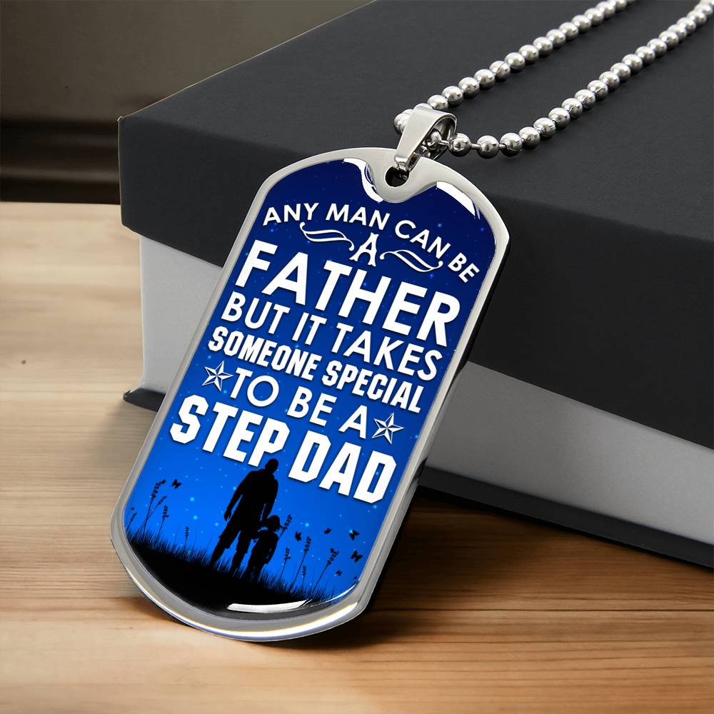Special Dad Gift - Stepdad Gift - Gift For Step Father - Stepdad Necklace - Fathers Day Gift - Birthday Gift For Stepdad - Army Tag Necklace, Dog Tag