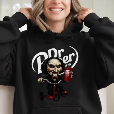 Custom Spooky Dr Pepper Horror Halloween Hoodie,Dr Pepper Halloween Hoodie Casual Top With Graphic Design, Tops Unisex Womenswear Fabric