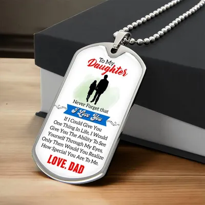 To My Daughter Dog Tag Necklace, Gift For Daughter From Mom And Dad, Daughter Gift From Parents, Daughter Gifts - Army Tag Necklace, Dog Tag