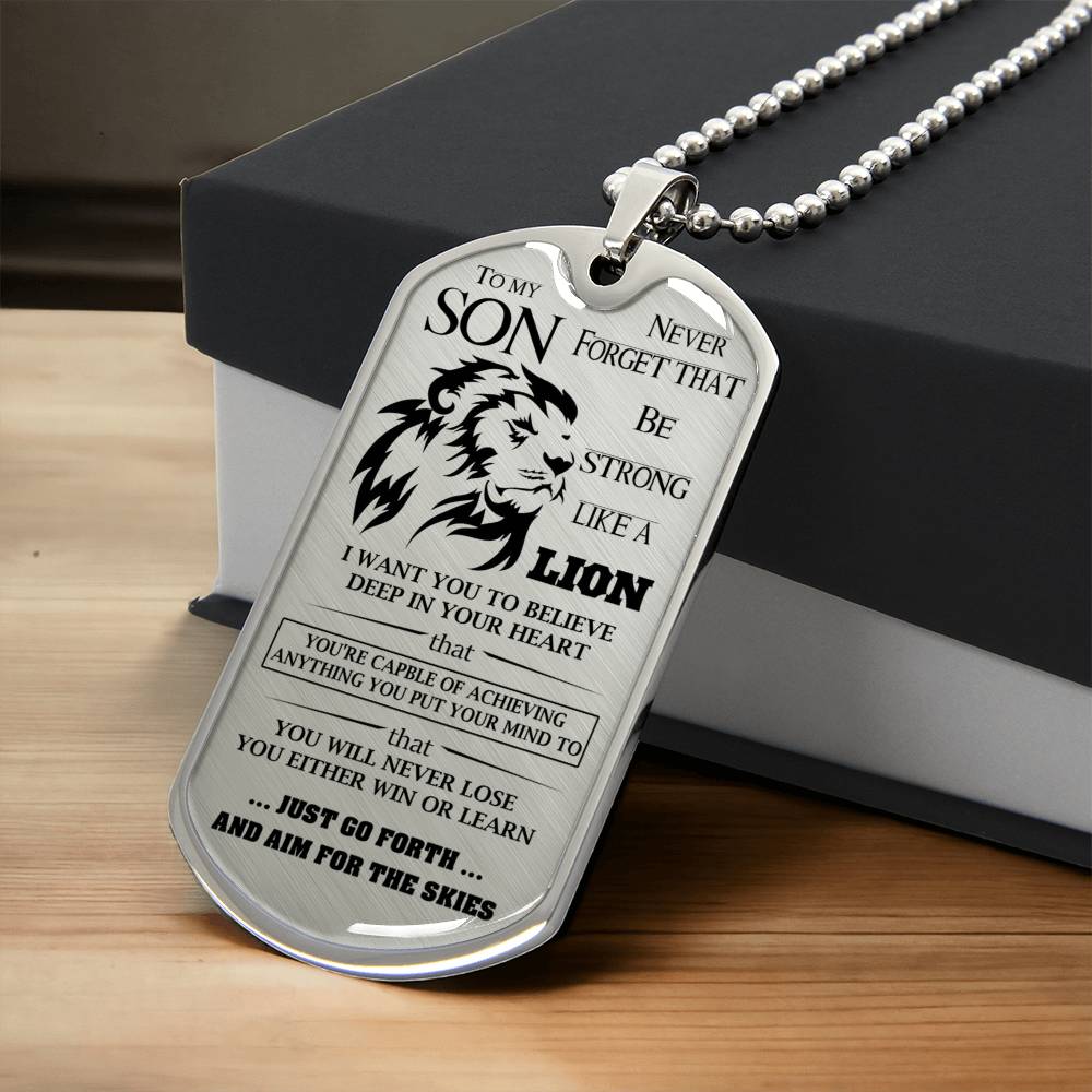 Gift For Son - Lion Dog Tag - Army Tag Necklace, Dog Tag