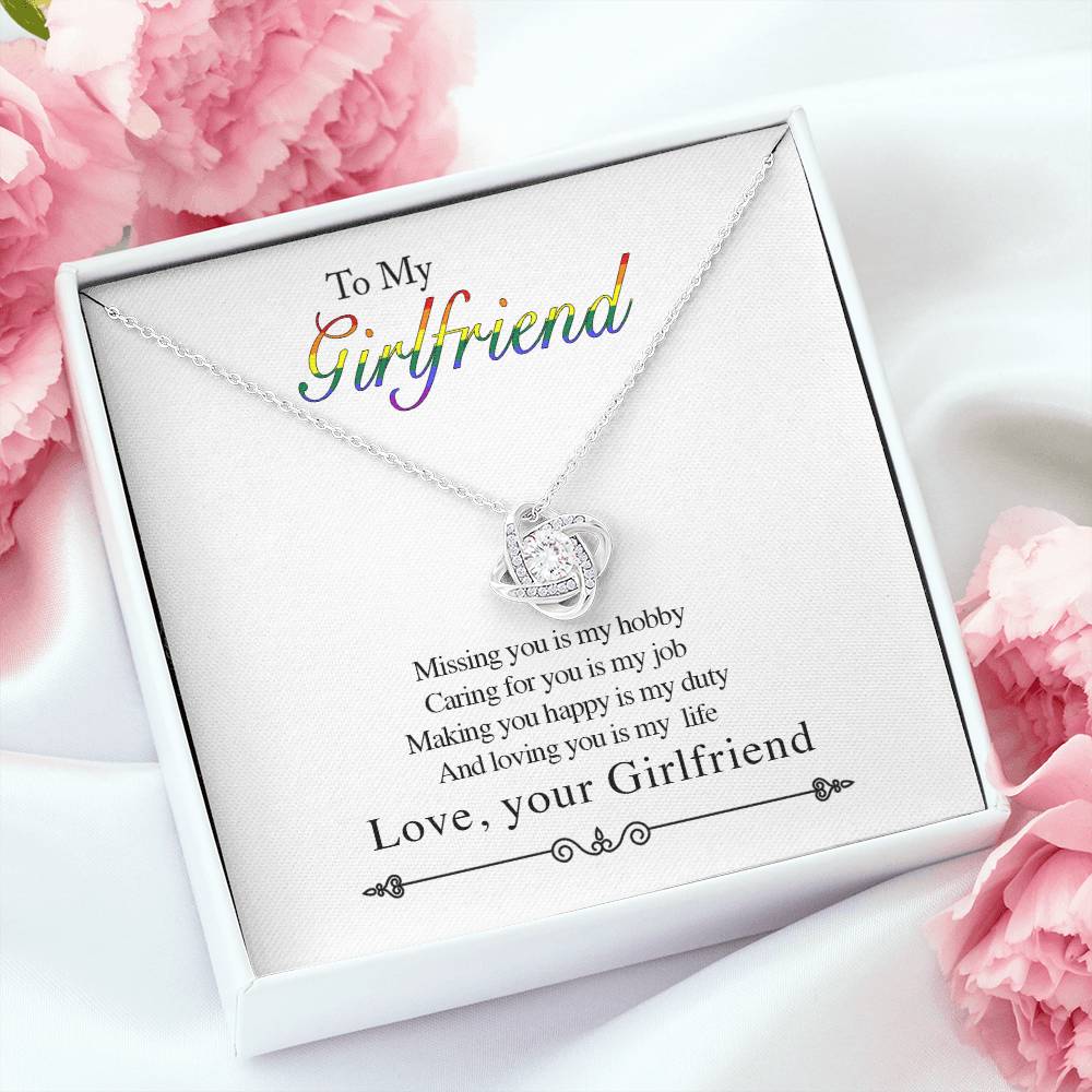 To My Girlfriend - Missing You Is My Hobby - Love Knot Necklace