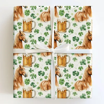 Brews with the Haflinger - Gift Wrap for Christmas, Holidays Wrapping Paper, Christmas Wrapping Paper