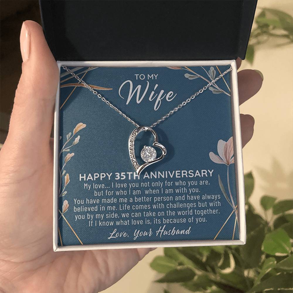 35 Year Wedding Anniversary Wife Gift Forever Love Necklace