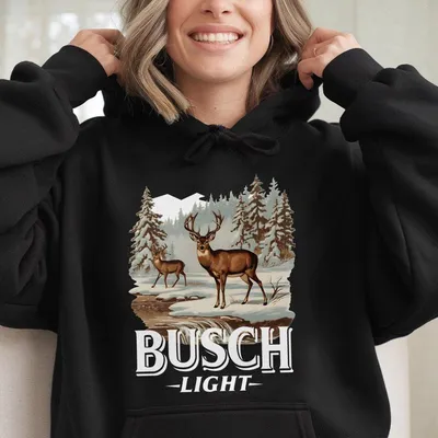 Busch Light Wild Buck Hoodie, Unisex Cozy Outdoor Hoodie For Camping, Vintage Wildlife Apparel, Ideal Fall Country Clothing