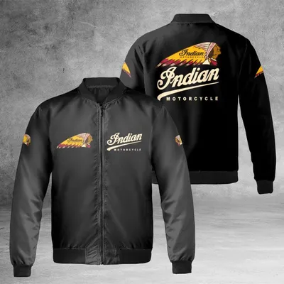 Indian Motorcycle Bomber Jacket, Classic Logo Design, Motorcyclist Appeal, Ready For Long Road Trips, Us Bomber Jacket
