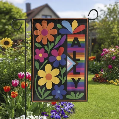 Vertical Garden - Ally House Flag, Pride Month Rainbow Lgbtq Garden Flag, No Hate Yard Banner, Social Justice, Be Kind, Everyone Welcome Gay Boho Flower Gift Vertical Garden Flag