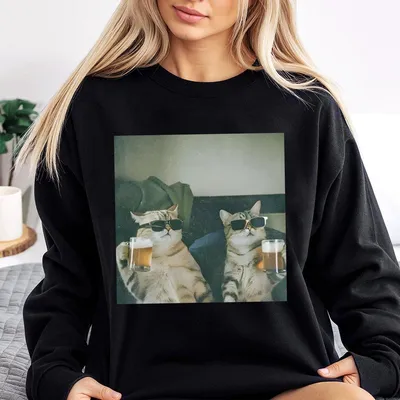 Funny Cat Vintage Sweatshirt Regular Fit Casual Breathable Funny Sweatshirt For Summer Fashion Men&Women'S Top For Daily Wearsummer