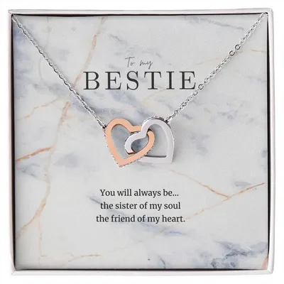 To My Bestie Interlocked Heart Necklace Interlocking Hearts Necklace