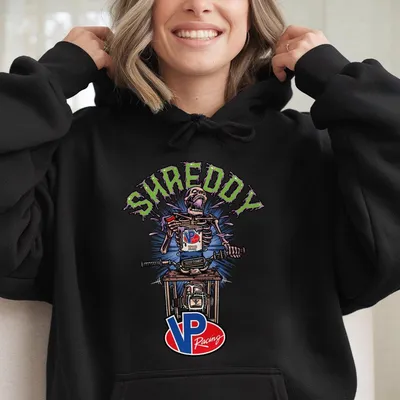 Shreddy Vp Racing Skeleton Hoodie Bold Hot Rod Graphic For Motorsport Fans, Track Day Style, Off Road Lovers & Car Culture Enthusiasts