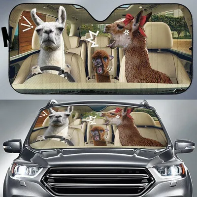 The Funny Couple Llamas Noisy Right Hand Drive Car Sun Shade Cover Auto Windshield PrintSyde