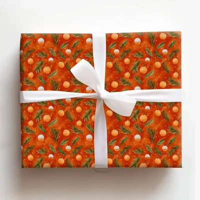 Tangerine Tinsel - Gift Wrap for Christmas, Holidays Wrapping Paper, Christmas Wrapping Paper
