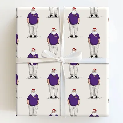 LSU Santa Polo - Gift Wrap for Christmas, Holidays Wrapping Paper, Christmas Wrapping Paper