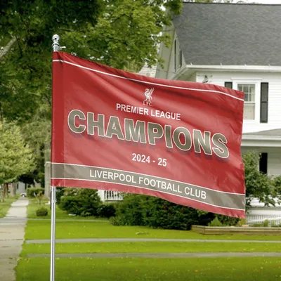 Red Champion Celebration Horizontal House Flag , Premier League Style Sports Victory Inspired Outdoor Decorative Banner Horizontal House Flag