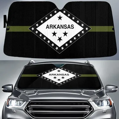 Arkansas Flag Thin Green Line Printed Car Sun Shades Cover Auto Windshield PrintSyde
