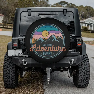Camping Tire Cover, Adventure Tire Cover, Mountain Tire Cover Backup Camera Hole, Camper Spare Tire Cover, Unique Spare Tire Covers Spare Tire Cover