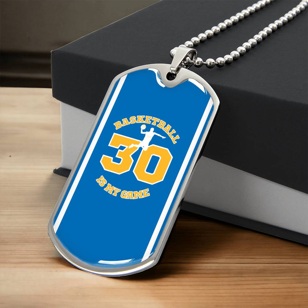 Basketball Sports Necklace I Jersey Design No. 30 I Personalized Sports Jewelry - Army Tag Necklace, Dog Tag