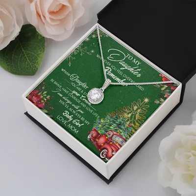 To My Daughter Merry Christmas Gift For Daughter Christmas Daughter Necklace Christmas Gift For Daughter, Xmas Gift Set, Love Knot Necklace - To My Daughter My Baby Girl Dragonfly Necklace Christmas Message Card From Mom