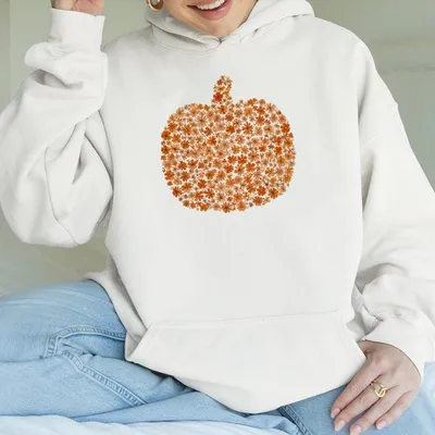Boho Floral Pumpkin Hoodie, Boho Pumpkin Fall Hoodie, Preppy Fall Pumpkin Autumn Vibes Hoodie, Thanksgiving Gifts