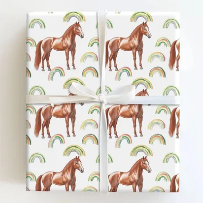 Rainbows with the American Saddlebred - Gift Wrap for Christmas, Holidays Wrapping Paper, Christmas Wrapping Paper