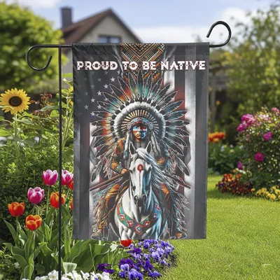 Lotusprinthandmade Proud To Be Native America  Garden Flag Vertical Garden Flag