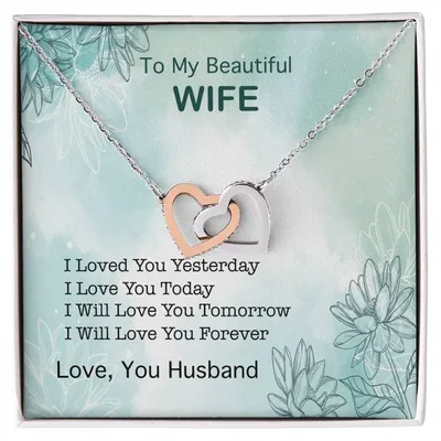 To My Beautiful Wife Interlocking Hearts Necklace