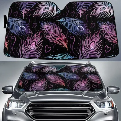 Ombre Purple To Blue Peacock Feather Lovely Theme Car Sun Sades Cover Auto Winshield PrintSyde