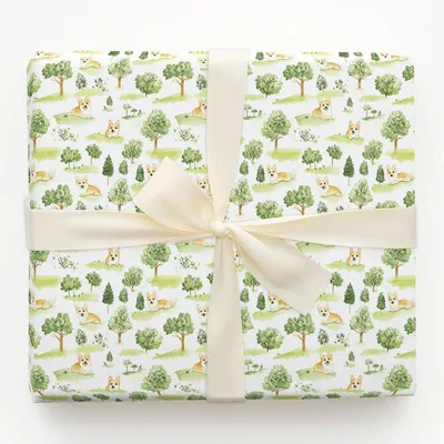 Park Day with the Corgis - Gift Wrap for Christmas, Holidays Wrapping Paper, Christmas Wrapping Paper