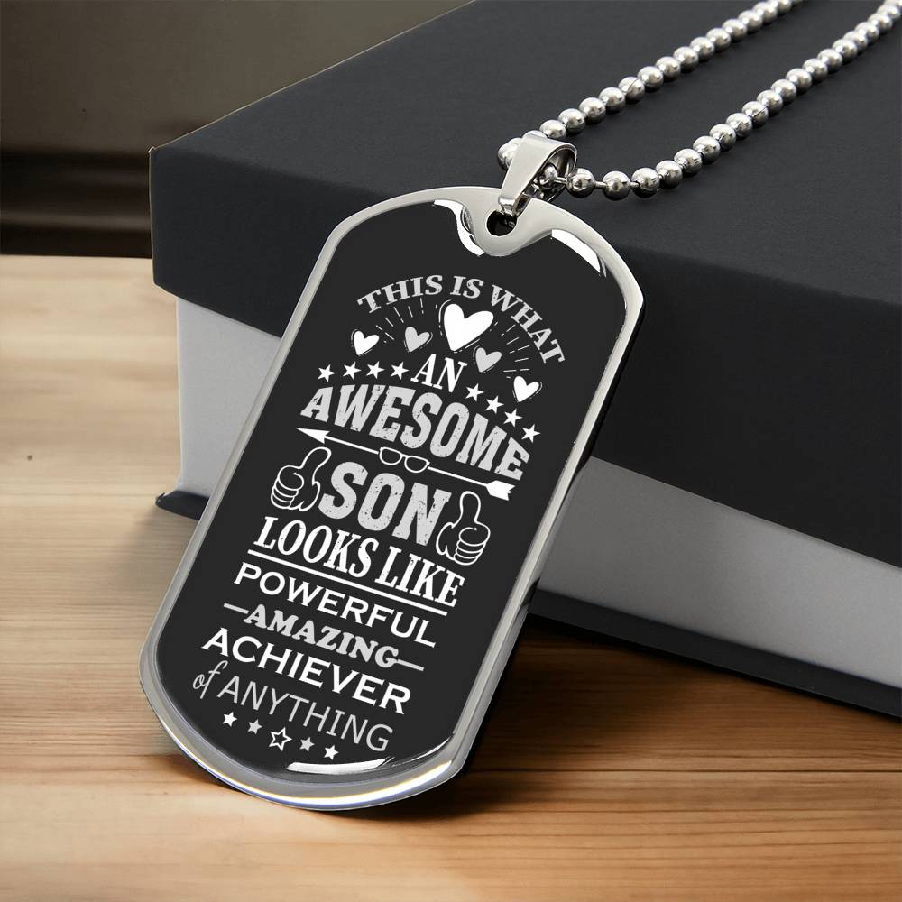 To My Son Dog Tag Necklace, Motherfatherson Necklace, Gift For Son From Mom And Dad, Father's Day Gift, Birthday Gift, Son Gift - Army Tag Necklace, Dog Tag