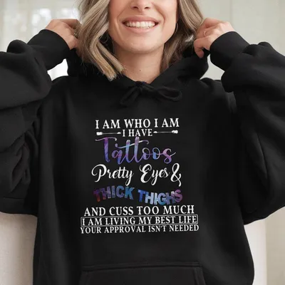 Confident Women Graphic Hoodie – Bold Statement Hoodie With Tattoos, Pretty Eyes & Self Love Vibes For Trendy Outfits On Tiktok