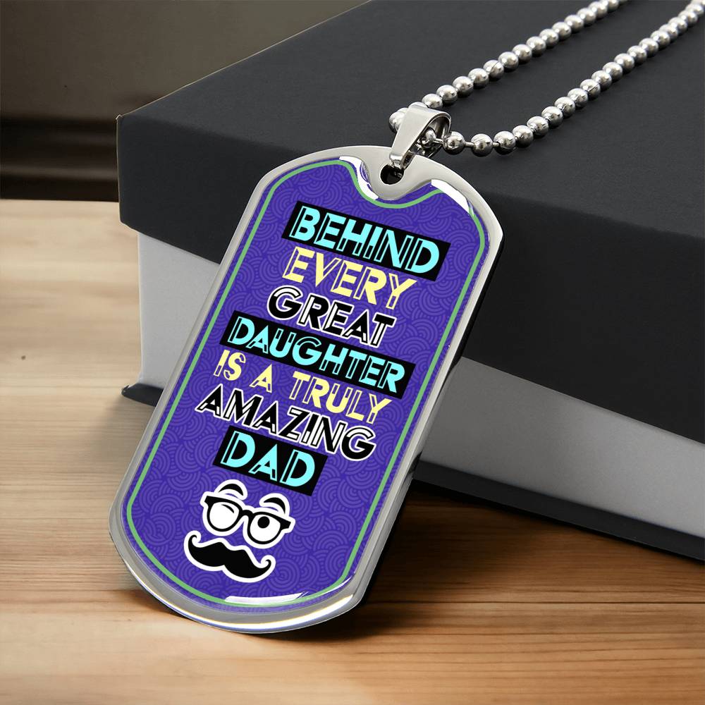 Amazing Dad Dog Dag Necklace, Luxury Dog Tag, Gift For Dad From Daughter - Army Tag Necklace, Dog Tag