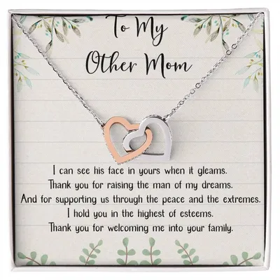To My Other Mom Interlocking Hearts Necklace Message Card