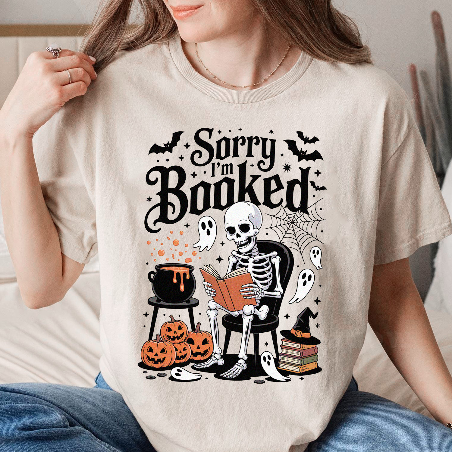 Halloween Book Lover Shirt - Skeleton Reading Boo T-Shirt