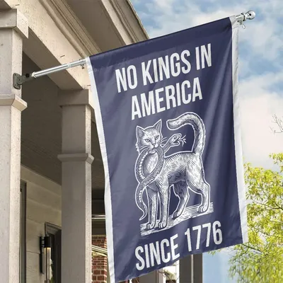 No Kings In America Since 1776 Cat Flag, Patriotic Independence American House Flag Vertical House Flag