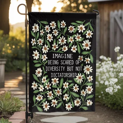 Diversity Not Dictatorship Protest Flag, Anti Pre Protest Flower For March Fag, Political Activist Rally Flag Garden Gift Vertical Garden Flag