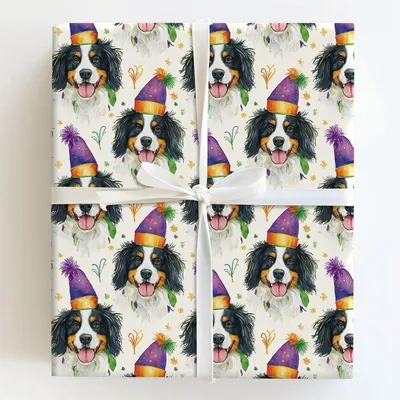 Mardi Gras Bernese Mountain Dog - Gift Wrap for Christmas, Holidays Wrapping Paper, Christmas Wrapping Paper