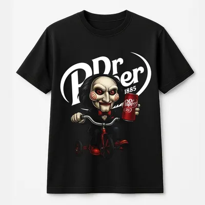 Custom Spooky Dr Pepper Horror Halloween T-Shirt,Dr Pepper Halloween T-Shirt Casual Top With Graphic Design, Tops Unisex Womenswear Fabric