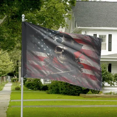 Pirate Skull American House Flag Vintage Old Retro Patriotic Cool Pirate Flag Decor Horizontal House Flag