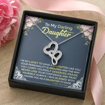 Mom To Daughter -  Double Hearts Necklace