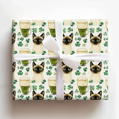 Brews with the Siamese - Gift Wrap for Christmas, Holidays Wrapping Paper, Christmas Wrapping Paper
