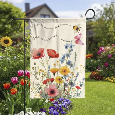 Vertical Garden - Anti Maga Democrat Garden Sign Flag, Subtle Anti Trump Flower  Flag Vertical Garden Flag