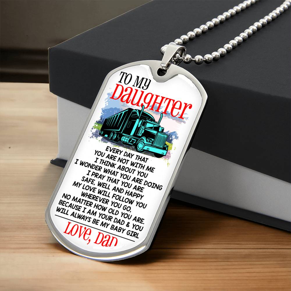 Gift For Daughter - Gift For Her - Daughter Birthday Necklace - Gift From Dad - Father Daughter Gift - Birthday Necklace - Army Tag Necklace, Dog Tag