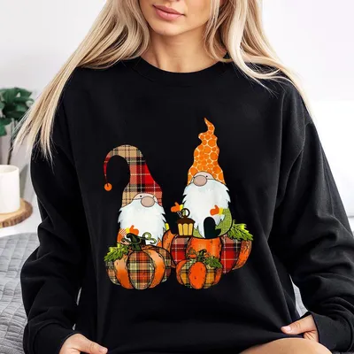 Hallothanksmas Gnomes Sweatshirt Cute Holiday  Funny Halloween Thanksgiving Christmas Cozy Autumn Winte