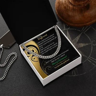 To My Boyfriend Christmas Cuban Link Chain Necklace
